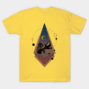 Camping Under the Moonlight Mountains and Trees T-Shirt